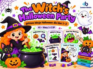 The Witch’s Halloween Party – gotowa lekcja Halloween dla klas 1–2 🛒